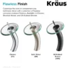 Waterfall Bathroom Faucet with Frosted Black Glass Disk and Pop-Up Drain in Satin Nickel
