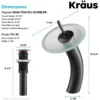 Waterfall Bathroom Faucet with Frosted Glass Disk and Pop-Up Drain in Oil Rubbed Bronze