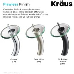 Waterfall Bathroom Faucet with Clear Brown Glass Disk and Pop-Up Drain in Oil Rubbed Bronze
