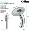 Waterfall Bathroom Faucet with Frosted Glass Disk and Pop-Up Drain in Chrome
