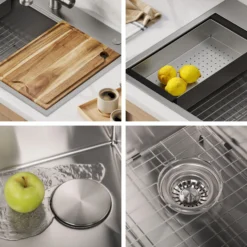 Workstation 33" Drop-In / Top Mount 18 Gauge Stainless Steel Single Bowl Kitchen Sink with Accessories