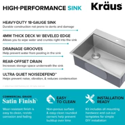 Workstation 28” Drop-In / Undermount 18 Gauge Stainless Steel Single Bowl Kitchen Sink with Accessories