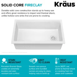 Workstation 33” Drop-In / Undermount Fireclay Single Bowl Kitchen Sink in Gloss White