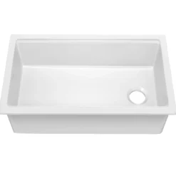 Workstation 33” Drop-In / Undermount Fireclay Single Bowl Kitchen Sink in Gloss White