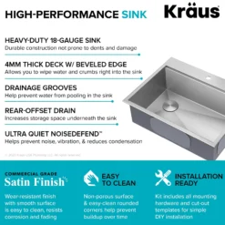Workstation 25" Dual Mount 18 Gauge Stainless Steel Single Bowl Kitchen Sink with Accessories