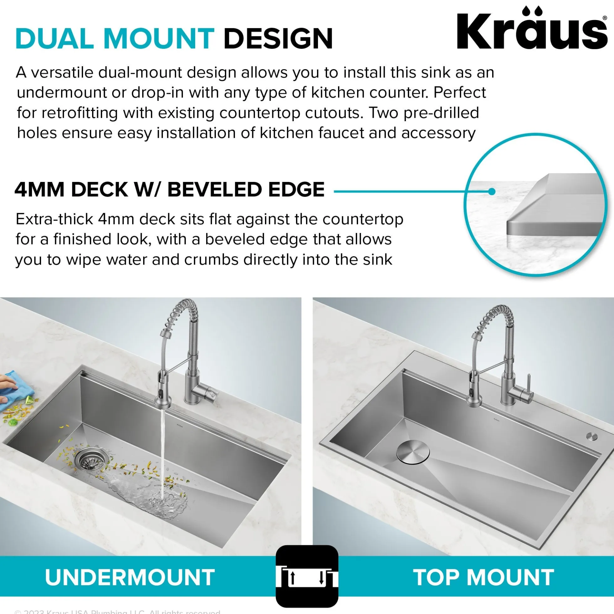 Workstation 33" Dual Mount 18 Gauge Stainless Steel 50/50 Double Bowl Kitchen Sink with Accessories