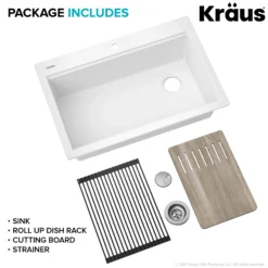 Workstation 33 in. Drop In Single Bowl Granite Kitchen Sink in White with Accessories