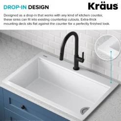 Workstation 33 in. Drop In Single Bowl Granite Kitchen Sink in White with Accessories