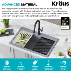 Workstation 33 in. Drop In Single Bowl Granite Kitchen Sink in Metallic Gray with Accessories