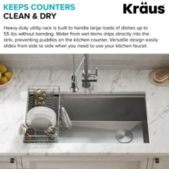 Workstation Kitchen Sink Dish Drying Rack Drainer and Utensil Holder in Stainless Steel