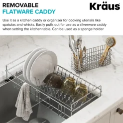 Workstation Kitchen Sink Dish Drying Rack Drainer and Utensil Holder in Stainless Steel