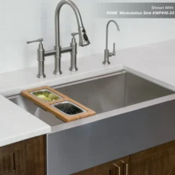 Workstation Kitchen Sink Serving Board Set with Rectangular Stainless Steel Bowls