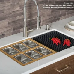Workstation Kitchen Sink Serving Board Set with Rectangular Stainless Steel Bowls
