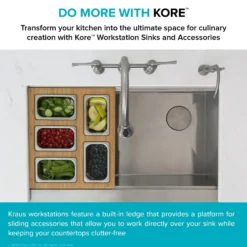 Workstation Kitchen Sink Serving Board Set with Rectangular Stainless Steel Bowls