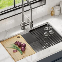 Workstation Kitchen Sink 12" Solid Bamboo Cutting Board