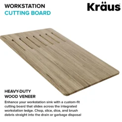 Workstation Kitchen Sink Wood Grain Composite Cutting Board