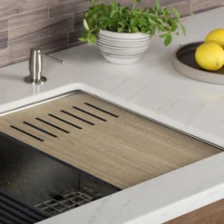 Workstation Kitchen Sink Wood Grain Composite Cutting Board