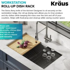 Workstation Multipurpose Over Sink Roll-Up Dish Drying Rack in Matte Black