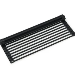 Workstation Multipurpose Over Sink Roll-Up Dish Drying Rack in Matte Black