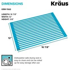 Workstation Multipurpose Over Sink Roll-Up Dish Drying Rack in Aqua