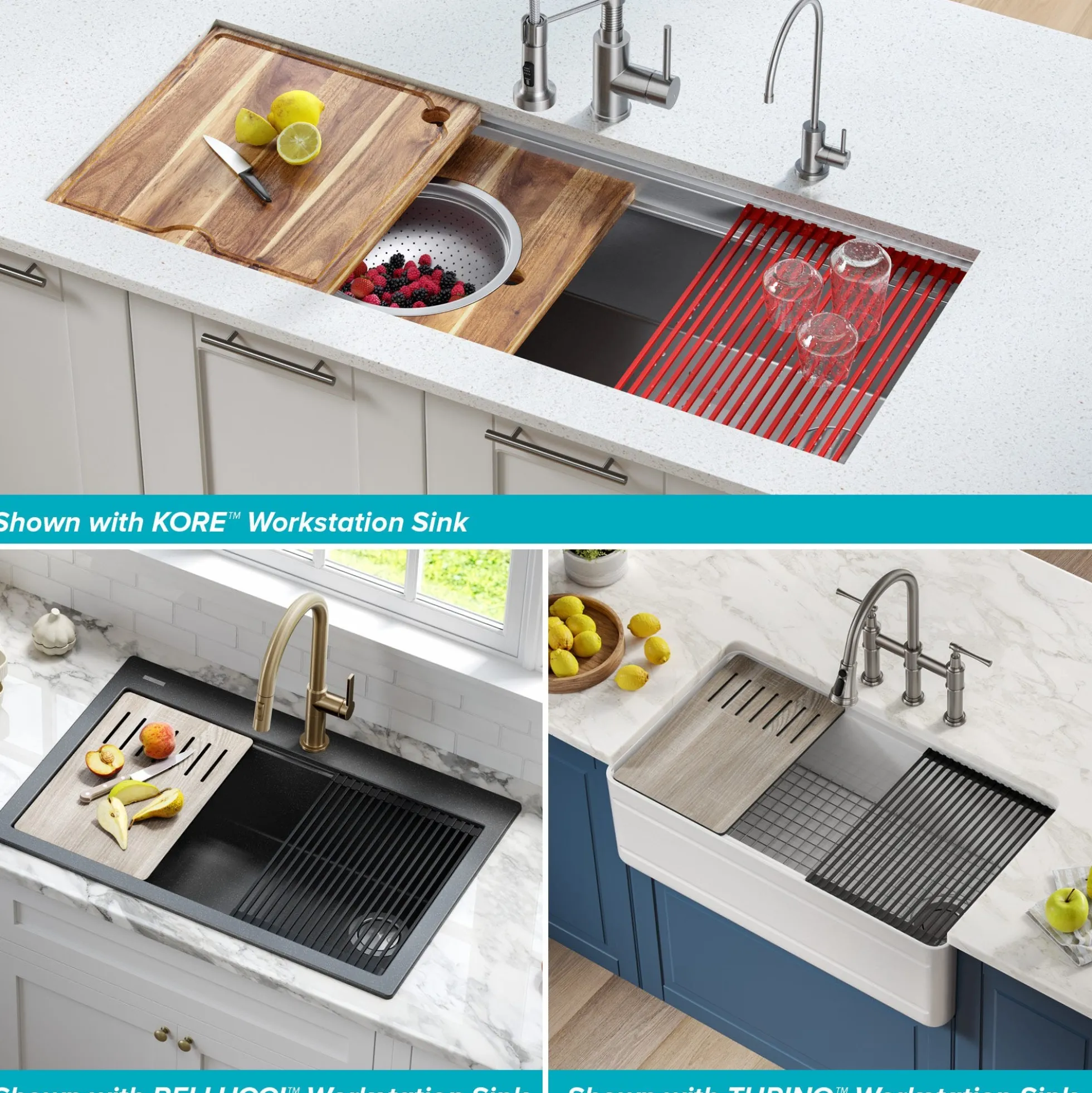 Workstation Multipurpose Over Sink Roll-Up Dish Drying Rack in Aqua