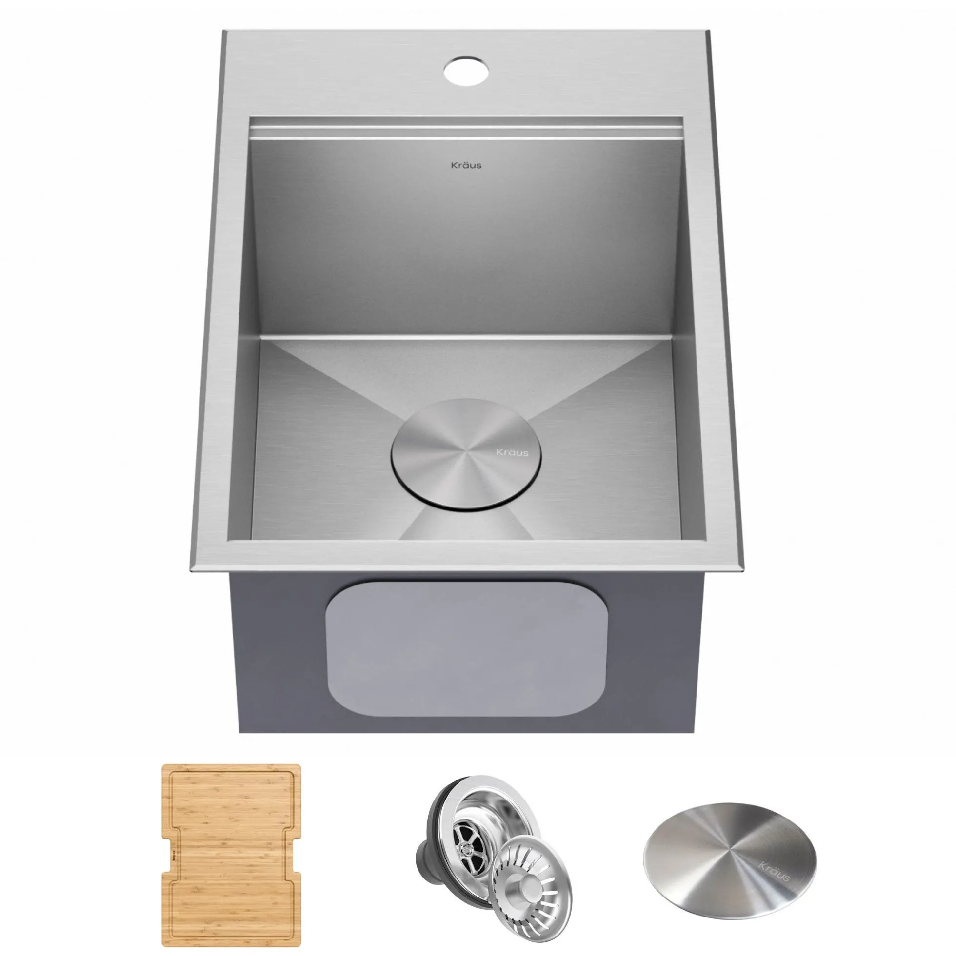 Workstation 15"OutdoorDrop-In16 GaugeMarine Grade T-316Stainless Steel Single Bowl Kitchen Bar Sink with Accessories