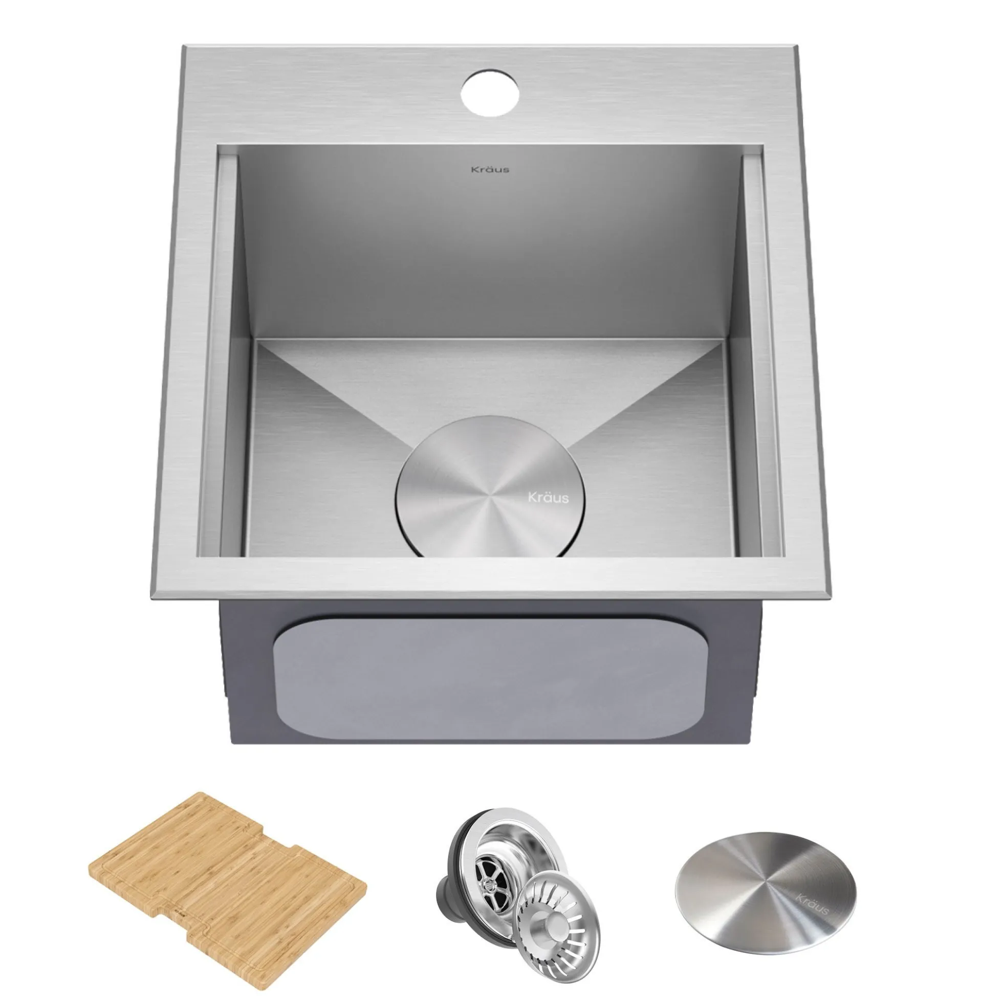 Workstation 15"OutdoorDrop-in16 GaugeMarine Grade T-316Stainless SteelSquareSingle Bowl Kitchen Bar Sink with Accessories