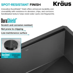 Workstation 27” Undermount 16 Gauge Black Stainless Steel Single Bowl Kitchen Sink in PVD Gunmetal Finish with Accessories
