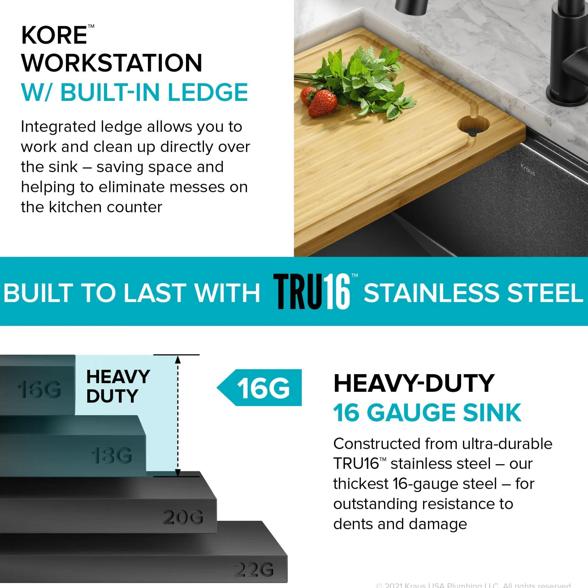 Workstation 27” Undermount 16 Gauge Black Stainless Steel Single Bowl Kitchen Sink in PVD Gunmetal Finish with Accessories