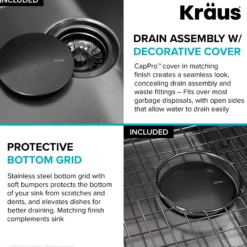Workstation 32” Undermount 16 Gauge Black Stainless Steel Single Bowl Kitchen Sink in PVD Gunmetal Finish with Accessories