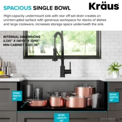 Workstation 32” Undermount 16 Gauge Black Stainless Steel Single Bowl Kitchen Sink in PVD Gunmetal Finish with Accessories