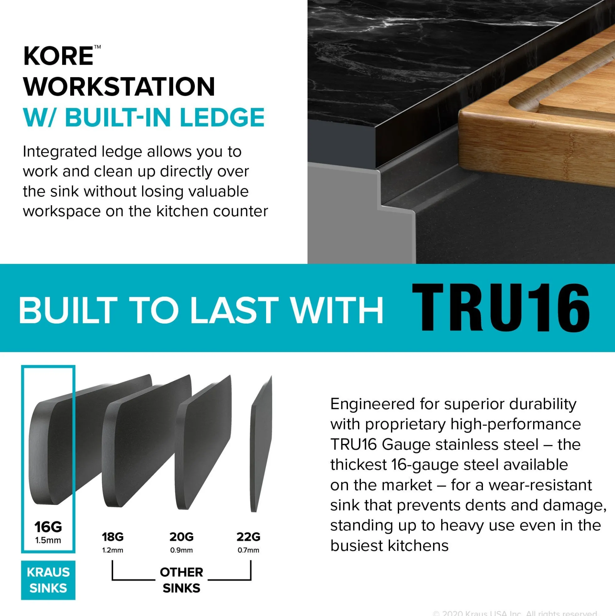 Workstation 32” Undermount 16 Gauge Black Stainless Steel Single Bowl Kitchen Sink in PVD Gunmetal Finish with Accessories