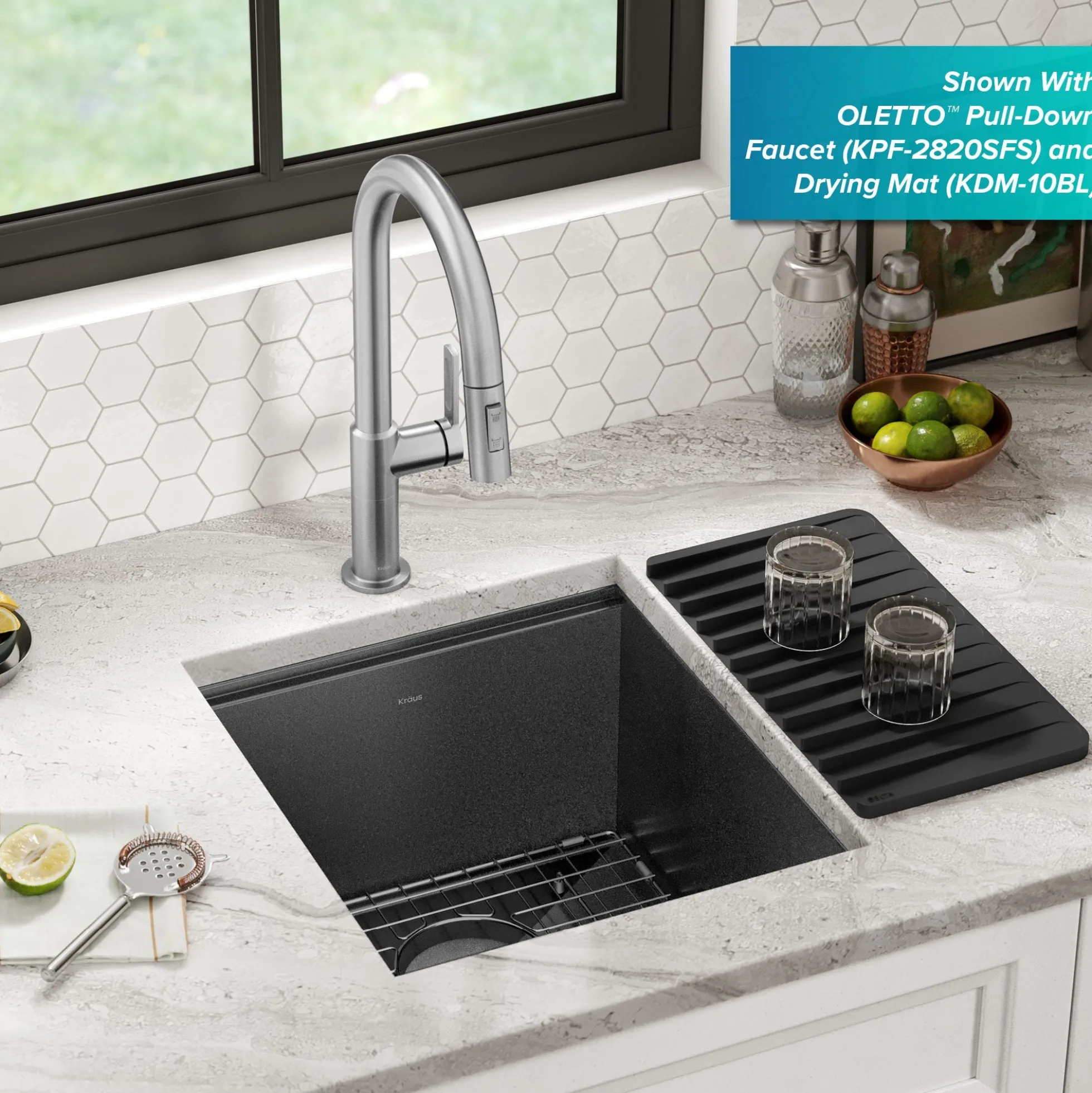 Workstation 17” Undermount 16 Gauge Black Stainless Steel Single Bowl Kitchen Bar Sink in PVD Gunmetal Finish with Accessories