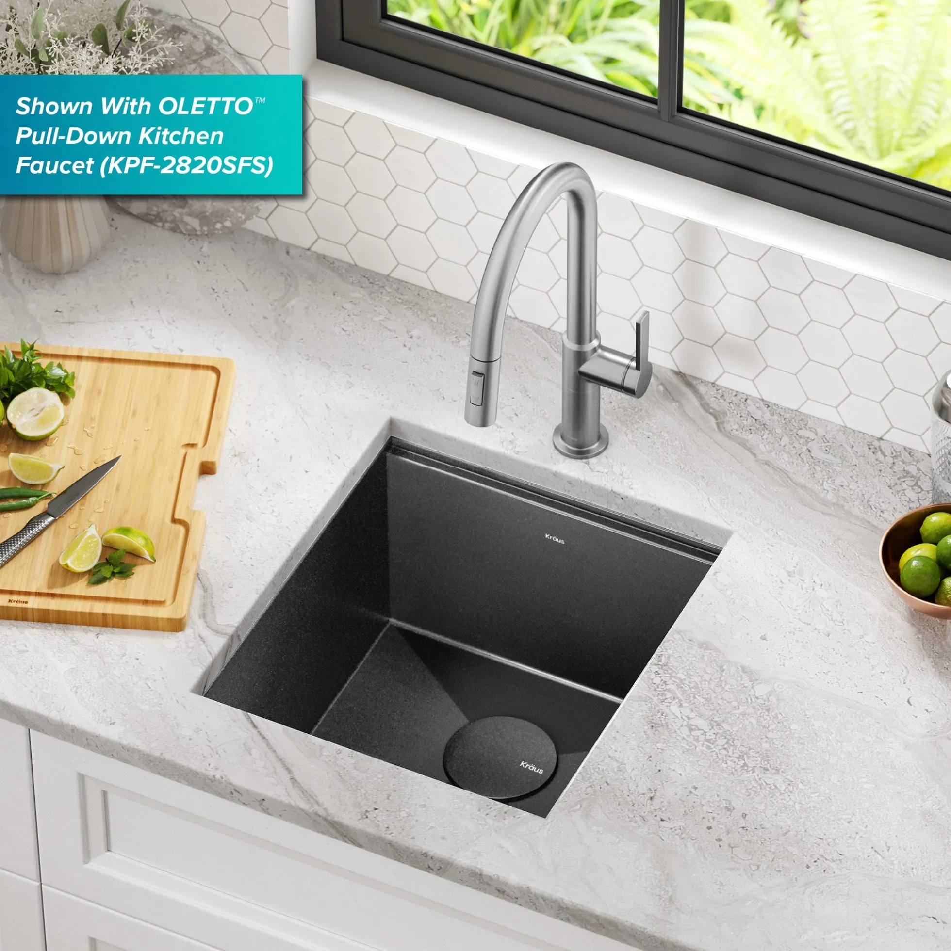 Workstation 17” Undermount 16 Gauge Black Stainless Steel Single Bowl Kitchen Bar Sink in PVD Gunmetal Finish with Accessories