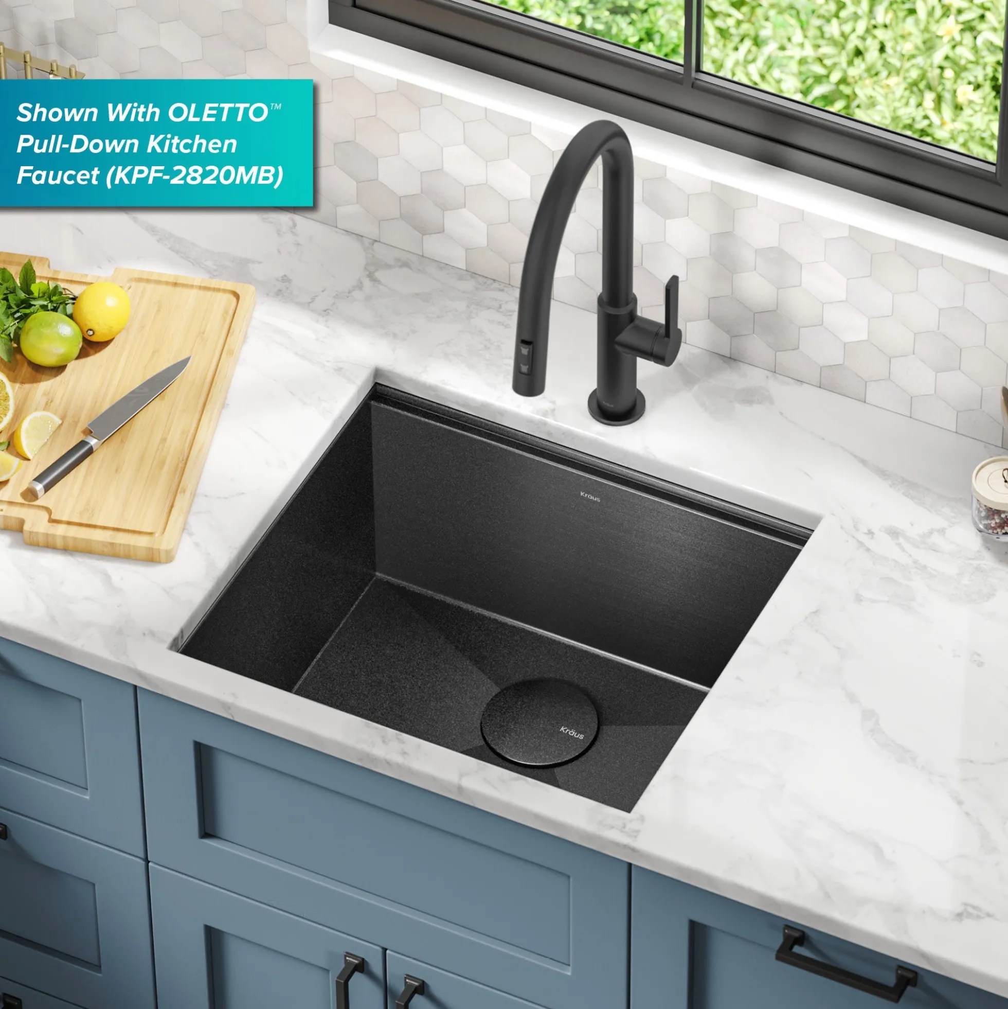 Workstation 21” Undermount 16 Gauge Black Stainless Steel Single Bowl Kitchen Sink in PVD Gunmetal Finish with Accessories