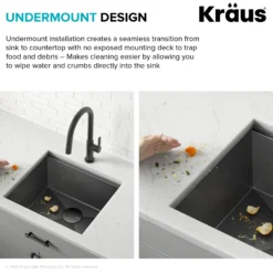 Workstation 21” Undermount 16 Gauge Black Stainless Steel Single Bowl Kitchen Sink in PVD Gunmetal Finish with Accessories