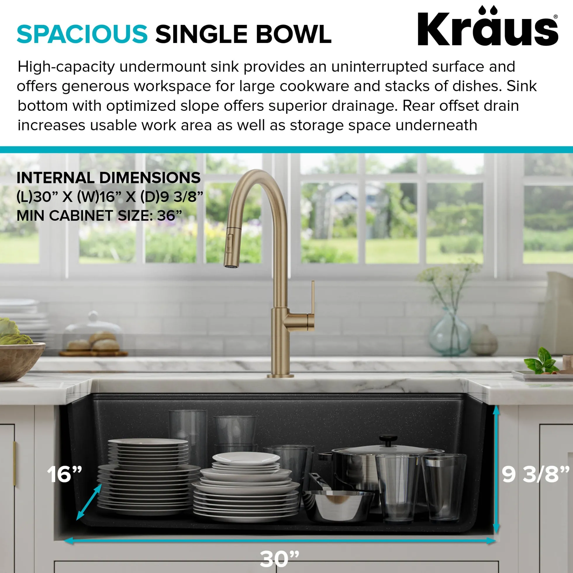 Workstation 32" Undermount Granite Single Bowl Kitchen Sink in Metallic Black with Accessories