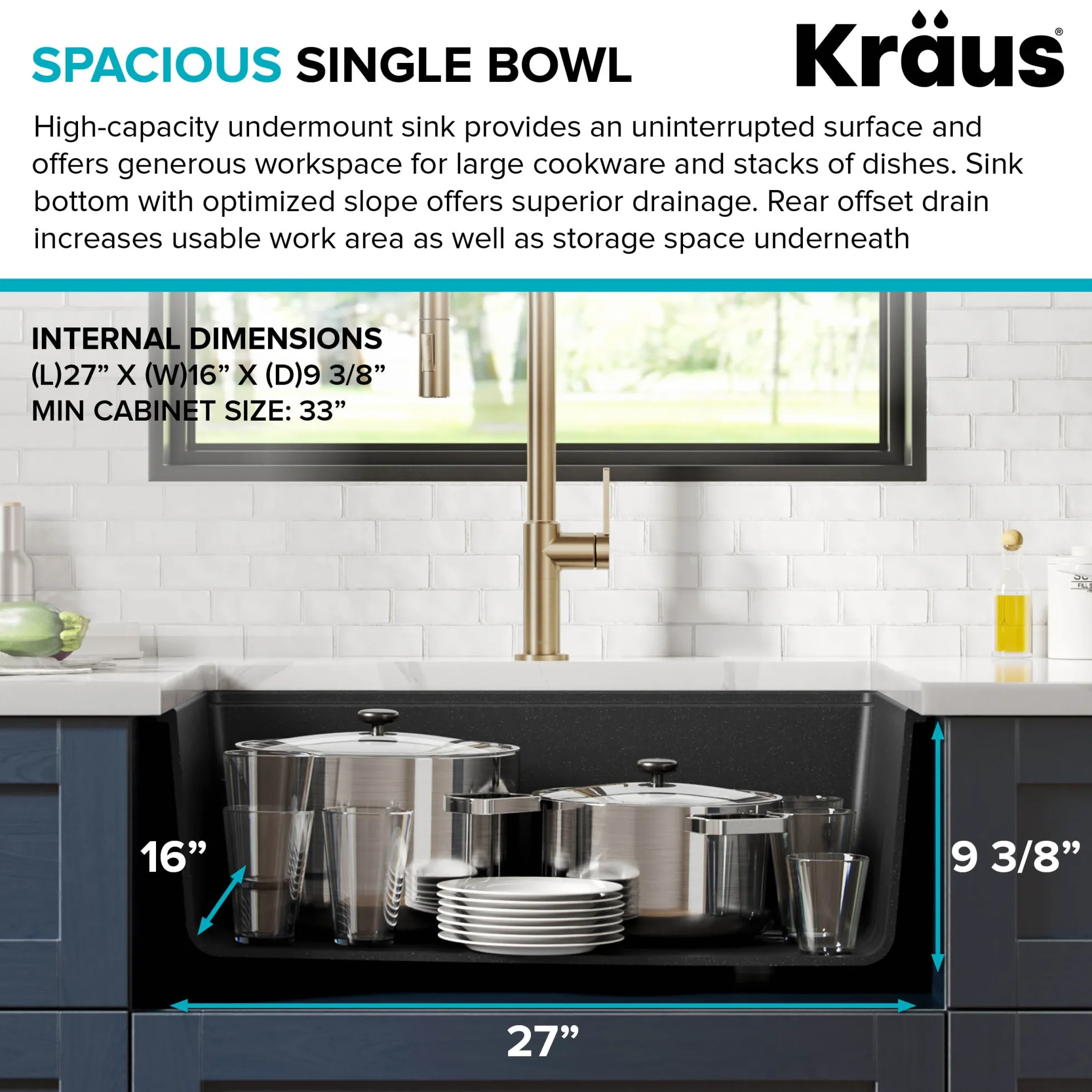 Workstation 30" Undermount Granite Single Bowl Kitchen Sink in Metallic Black with Accessories